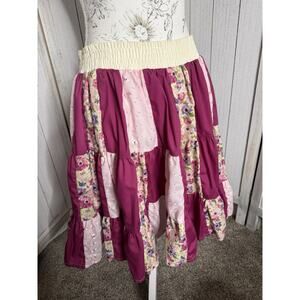 Vintage 80s Square Dance Square Up Fashions Patchwork Pink Floral Lace Sz Small